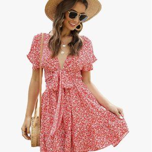 Shein Red and White Floral Dress